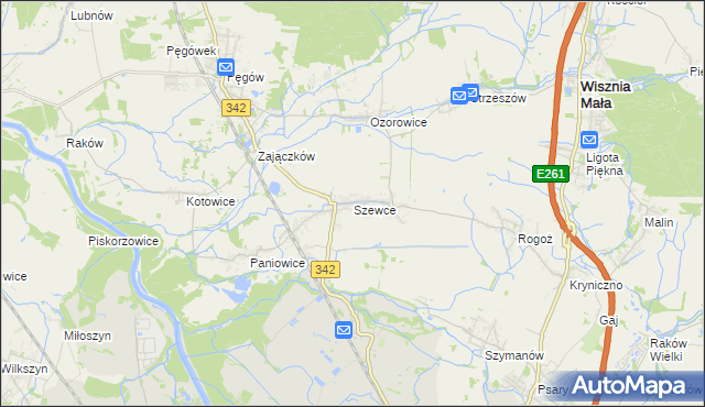 mapa Szewce gmina Wisznia Mała, Szewce gmina Wisznia Mała na mapie Targeo