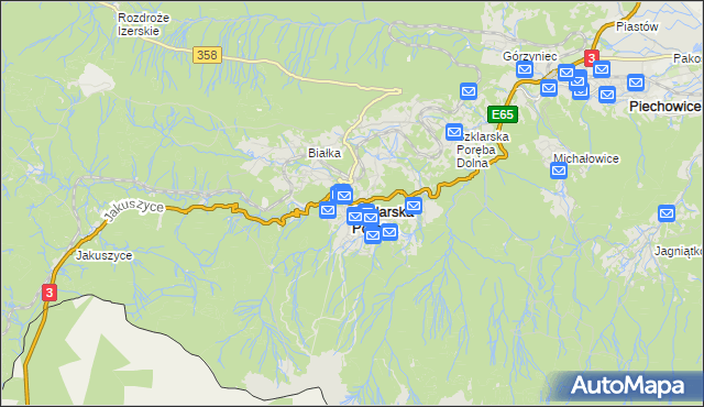 mapa Szklarska Poręba, Szklarska Poręba na mapie Targeo