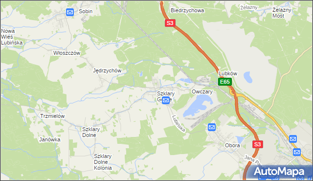 mapa Szklary Górne, Szklary Górne na mapie Targeo