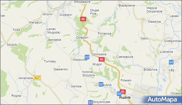 mapa Szonowice, Szonowice na mapie Targeo