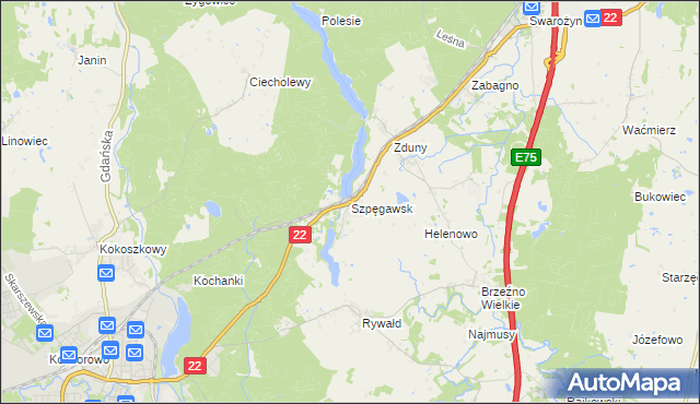 mapa Szpęgawsk, Szpęgawsk na mapie Targeo