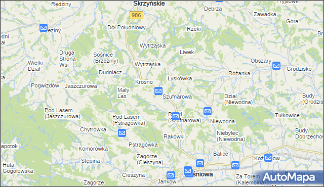 mapa Szufnarowa, Szufnarowa na mapie Targeo
