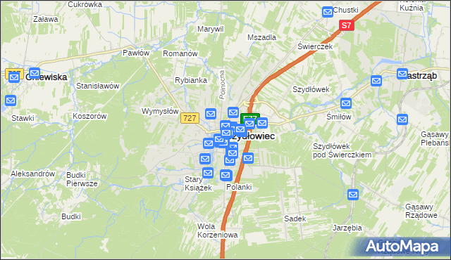 mapa Szydłowiec, Szydłowiec na mapie Targeo