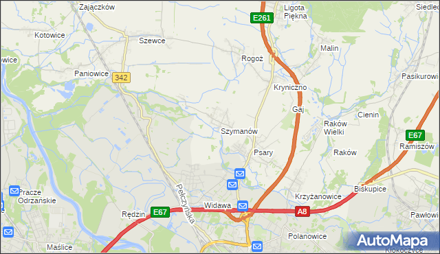 mapa Szymanów gmina Wisznia Mała, Szymanów gmina Wisznia Mała na mapie Targeo