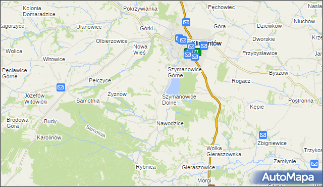 mapa Szymanowice Dolne, Szymanowice Dolne na mapie Targeo