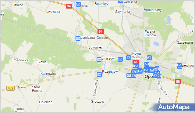 mapa Szymiszów, Szymiszów na mapie Targeo