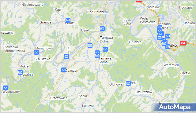 mapa Tarnawa Górna gmina Zagórz, Tarnawa Górna gmina Zagórz na mapie Targeo