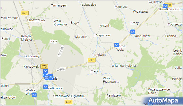 mapa Tarnówka gmina Szadek, Tarnówka gmina Szadek na mapie Targeo
