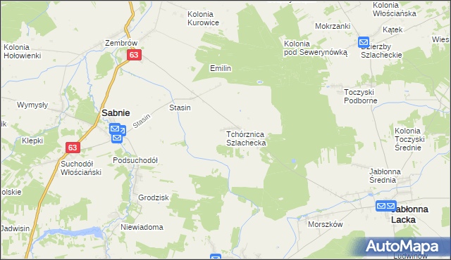 mapa Tchórznica Szlachecka, Tchórznica Szlachecka na mapie Targeo