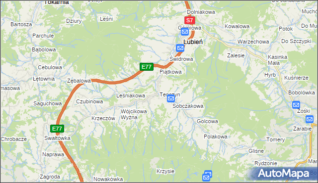 mapa Tenczyn, Tenczyn na mapie Targeo