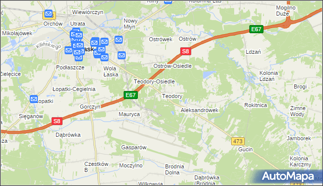 mapa Teodory, Teodory na mapie Targeo