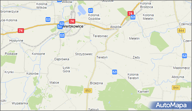 mapa Terebiń, Terebiń na mapie Targeo