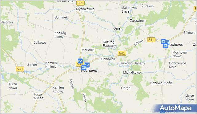 mapa Tłuchówek, Tłuchówek na mapie Targeo