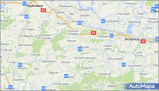 mapa Tłuczań, Tłuczań na mapie Targeo