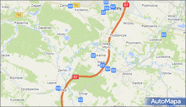 mapa Tokarnia gmina Chęciny, Tokarnia gmina Chęciny na mapie Targeo