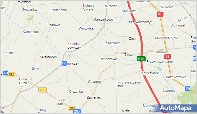 mapa Tomaszewo gmina Bądkowo, Tomaszewo gmina Bądkowo na mapie Targeo