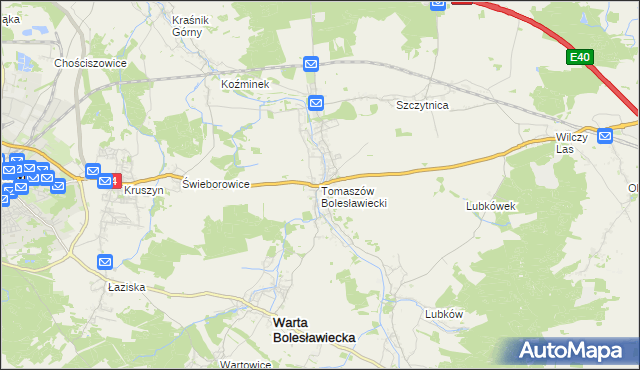 mapa Tomaszów Bolesławiecki, Tomaszów Bolesławiecki na mapie Targeo