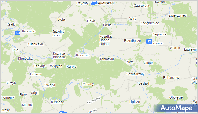 mapa Tomczyki gmina Brąszewice, Tomczyki gmina Brąszewice na mapie Targeo