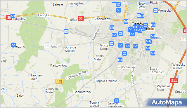 mapa Topola Mała, Topola Mała na mapie Targeo