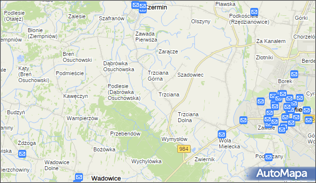 mapa Trzciana gmina Czermin, Trzciana gmina Czermin na mapie Targeo