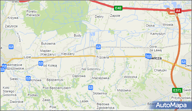 mapa Trzciana gmina Świlcza, Trzciana gmina Świlcza na mapie Targeo