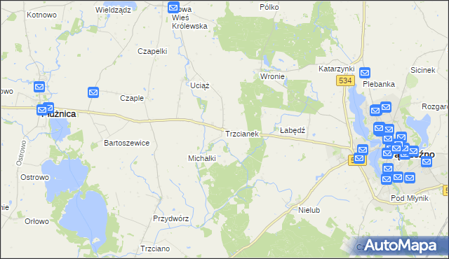 mapa Trzcianek, Trzcianek na mapie Targeo