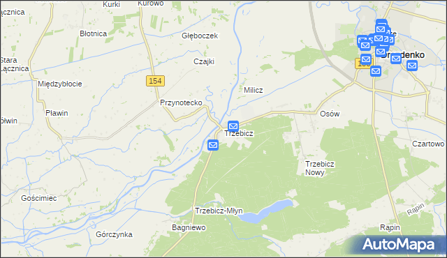 mapa Trzebicz gmina Drezdenko, Trzebicz gmina Drezdenko na mapie Targeo