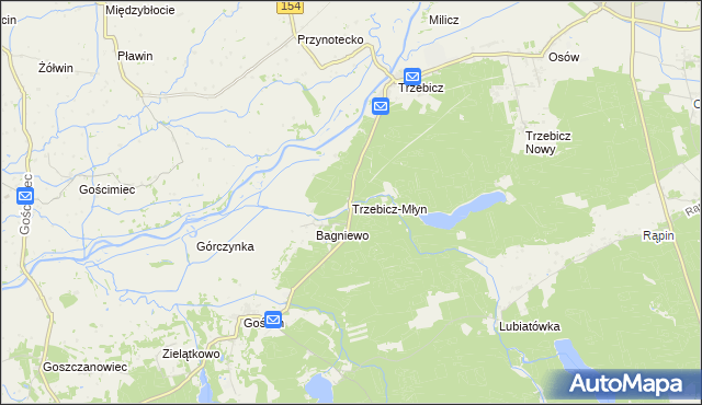 mapa Trzebicz-Młyn, Trzebicz-Młyn na mapie Targeo