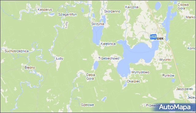 mapa Trzebiechowo gmina Osiek, Trzebiechowo gmina Osiek na mapie Targeo