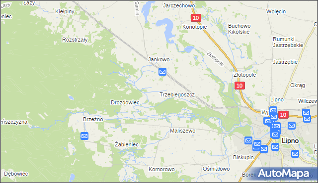 mapa Trzebiegoszcz, Trzebiegoszcz na mapie Targeo