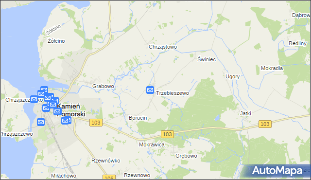 mapa Trzebieszewo, Trzebieszewo na mapie Targeo