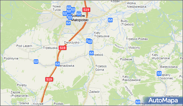 mapa Trzeboś, Trzeboś na mapie Targeo