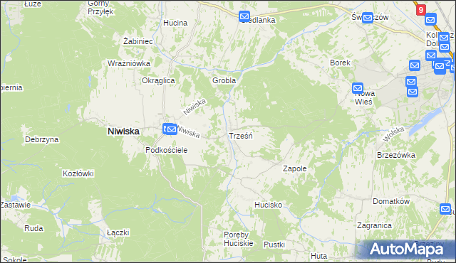 mapa Trześń gmina Niwiska, Trześń gmina Niwiska na mapie Targeo