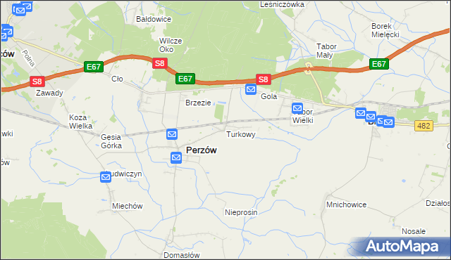 mapa Turkowy, Turkowy na mapie Targeo