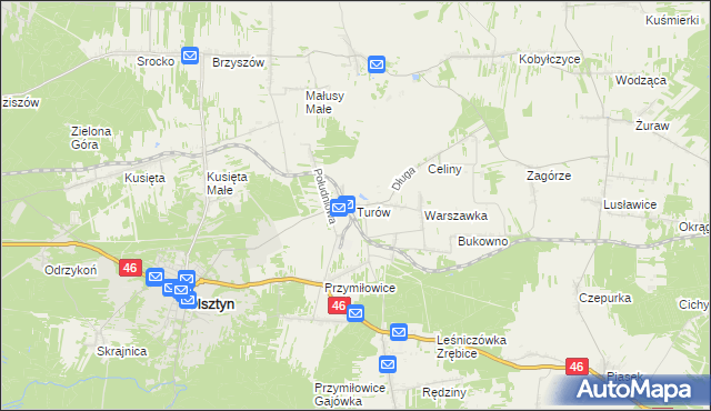 mapa Turów gmina Olsztyn, Turów gmina Olsztyn na mapie Targeo