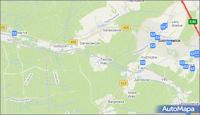 mapa Tworóg Mały, Tworóg Mały na mapie Targeo