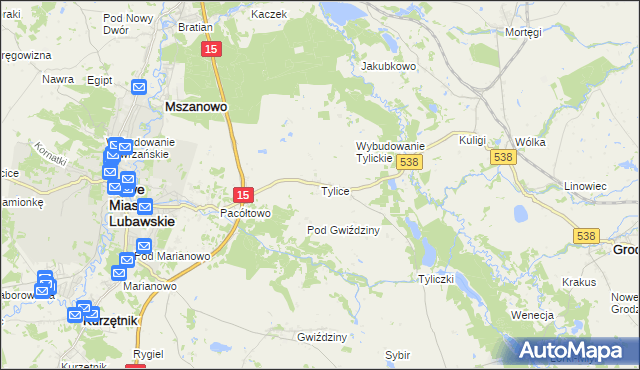 mapa Tylice gmina Nowe Miasto Lubawskie, Tylice gmina Nowe Miasto Lubawskie na mapie Targeo