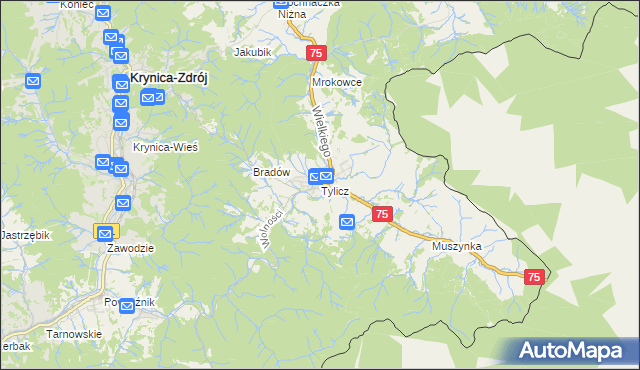 mapa Tylicz, Tylicz na mapie Targeo