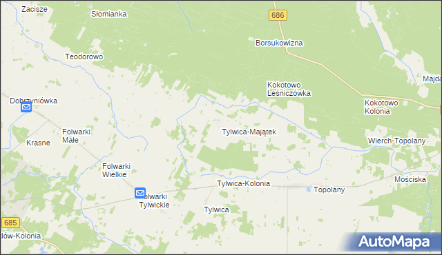 mapa Tylwica-Majątek, Tylwica-Majątek na mapie Targeo