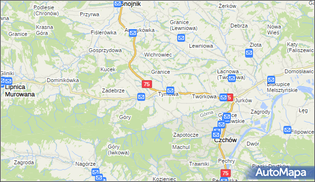 mapa Tymowa gmina Czchów, Tymowa gmina Czchów na mapie Targeo