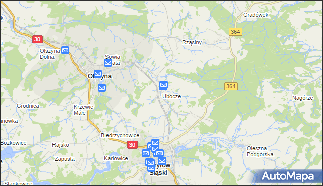 mapa Ubocze gmina Gryfów Śląski, Ubocze gmina Gryfów Śląski na mapie Targeo