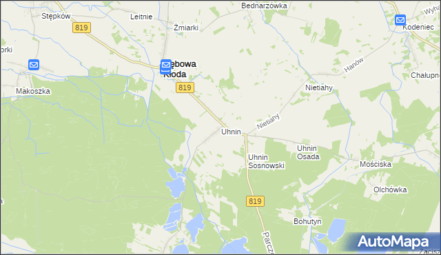 mapa Uhnin, Uhnin na mapie Targeo
