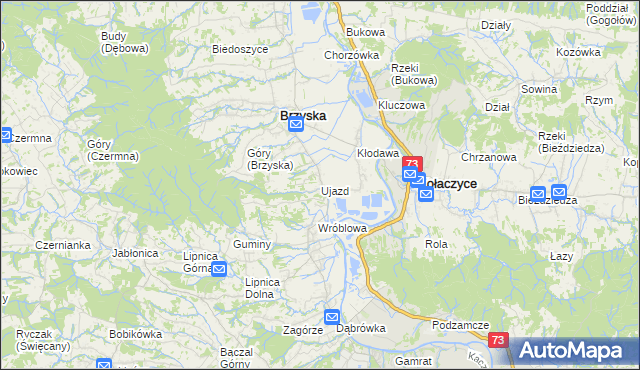 mapa Ujazd gmina Brzyska, Ujazd gmina Brzyska na mapie Targeo