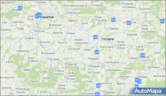 mapa Ujazd gmina Trzciana, Ujazd gmina Trzciana na mapie Targeo