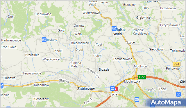 mapa Ujazd gmina Zabierzów, Ujazd gmina Zabierzów na mapie Targeo