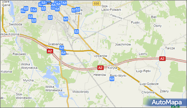 mapa Ujrzanów, Ujrzanów na mapie Targeo