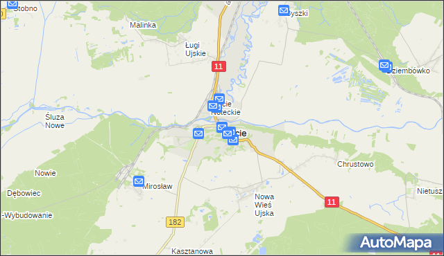 mapa Ujście powiat pilski, Ujście powiat pilski na mapie Targeo