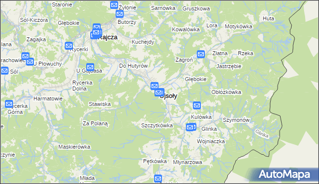 mapa Ujsoły, Ujsoły na mapie Targeo