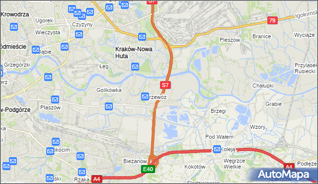 mapa Ulica gmina Kraków, Ulica gmina Kraków na mapie Targeo