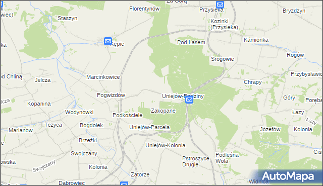 mapa Uniejów-Rędziny, Uniejów-Rędziny na mapie Targeo
